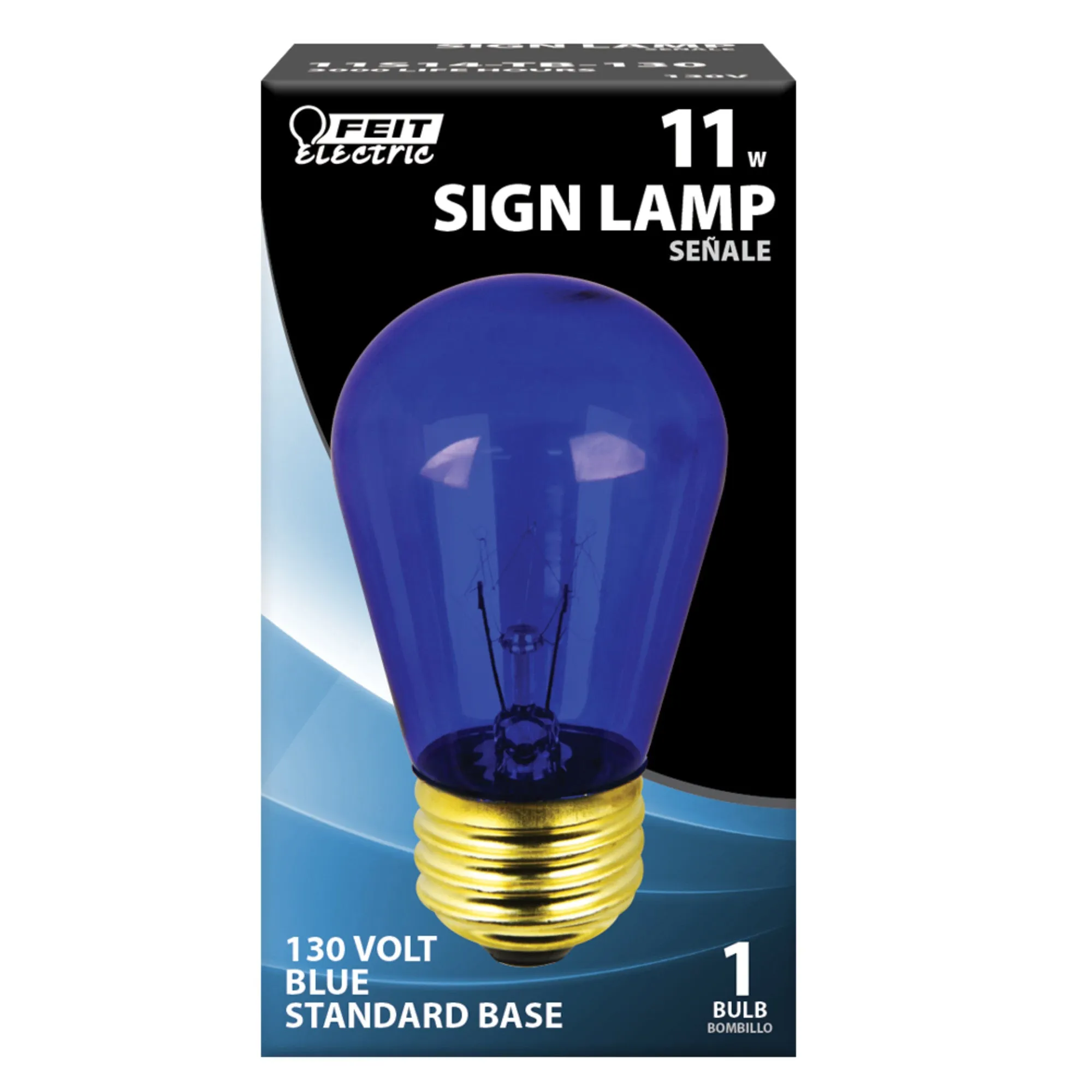 11W Blue Light S14 Base (E26 Replacement) Incandescent Sign Light Bulb
