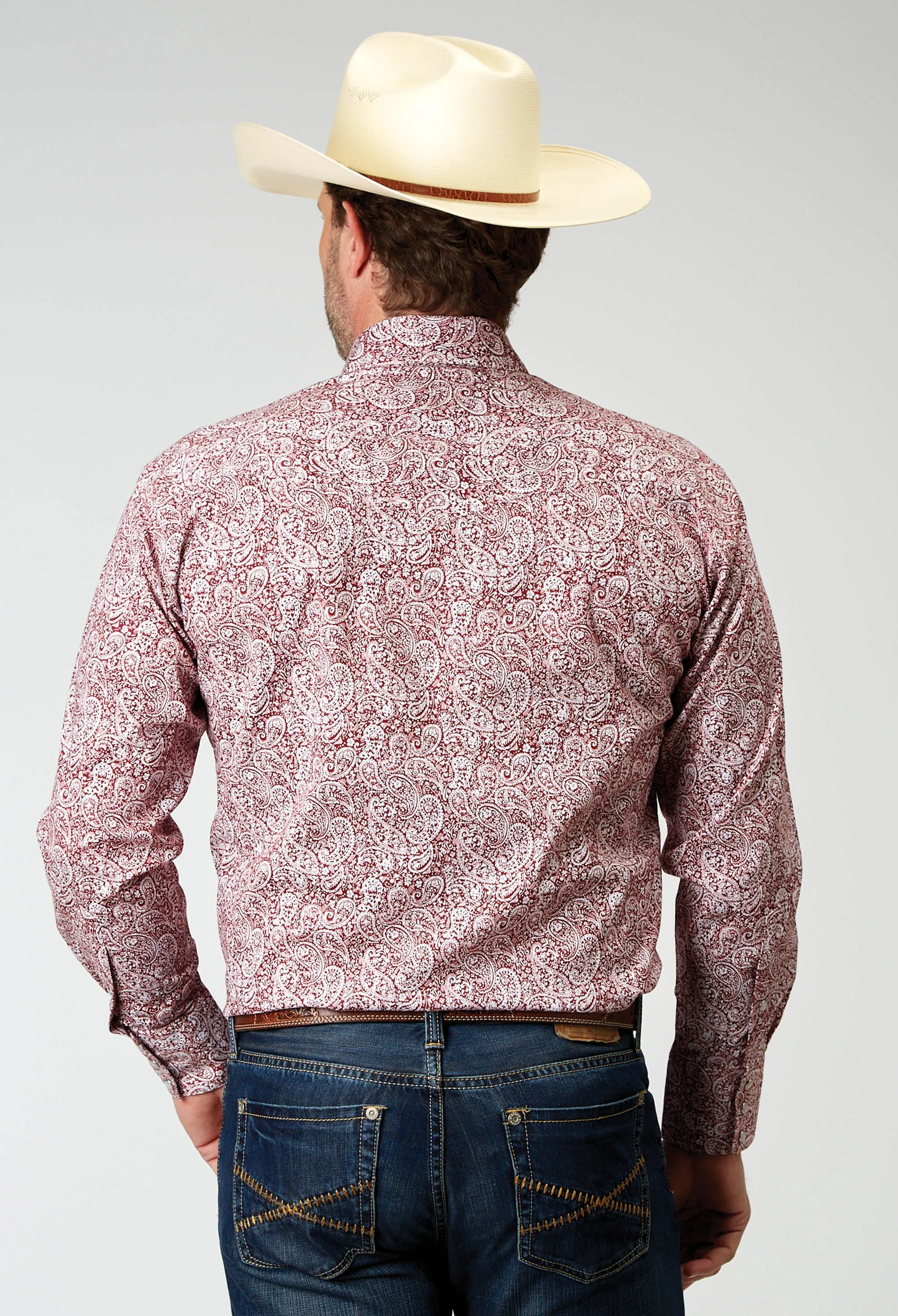 1944 STRETCH POPLIN - RED PAISLEY