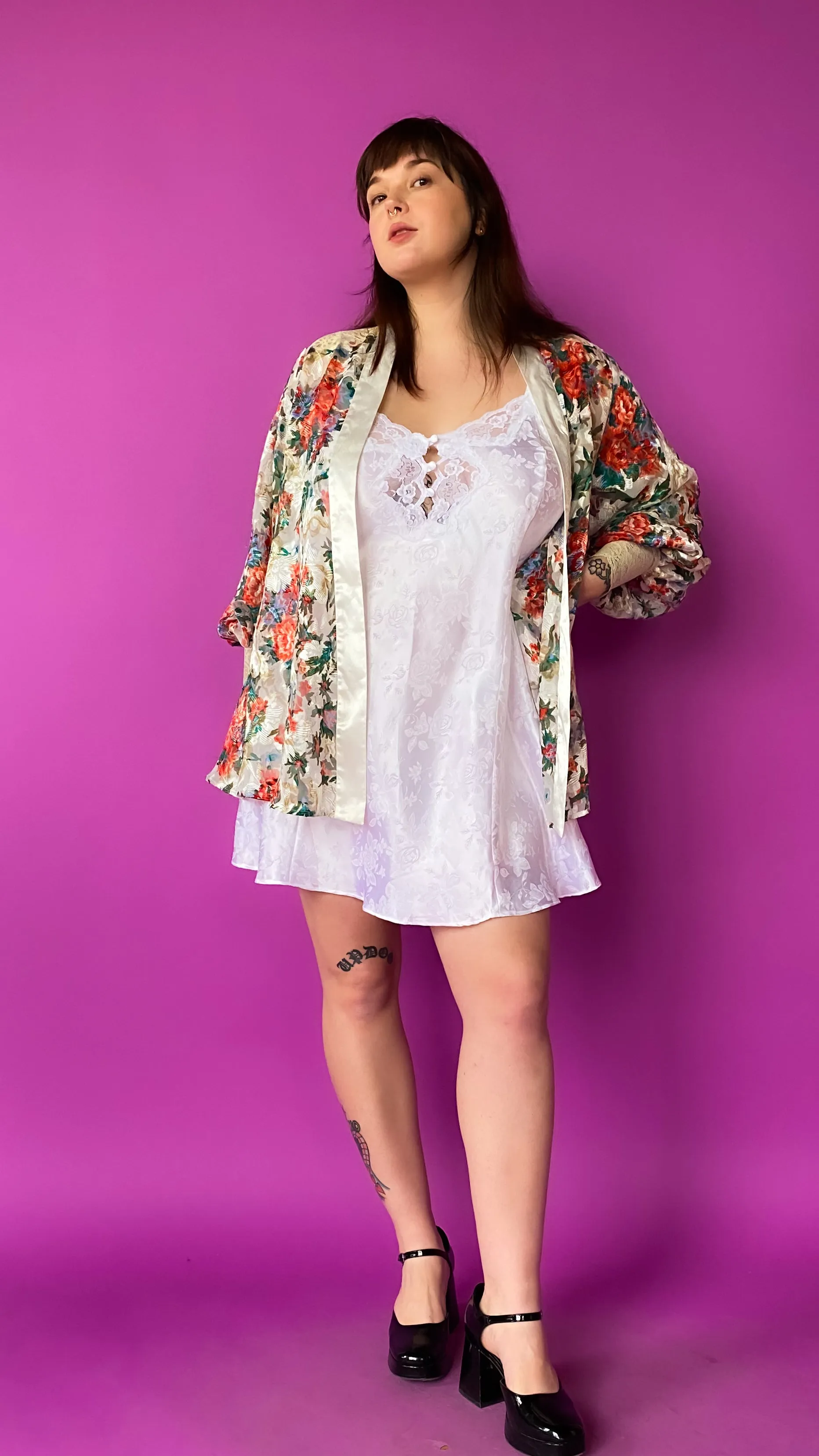 1980s Victoria's Secret Gold Label Floral Robe, sz. S-XL