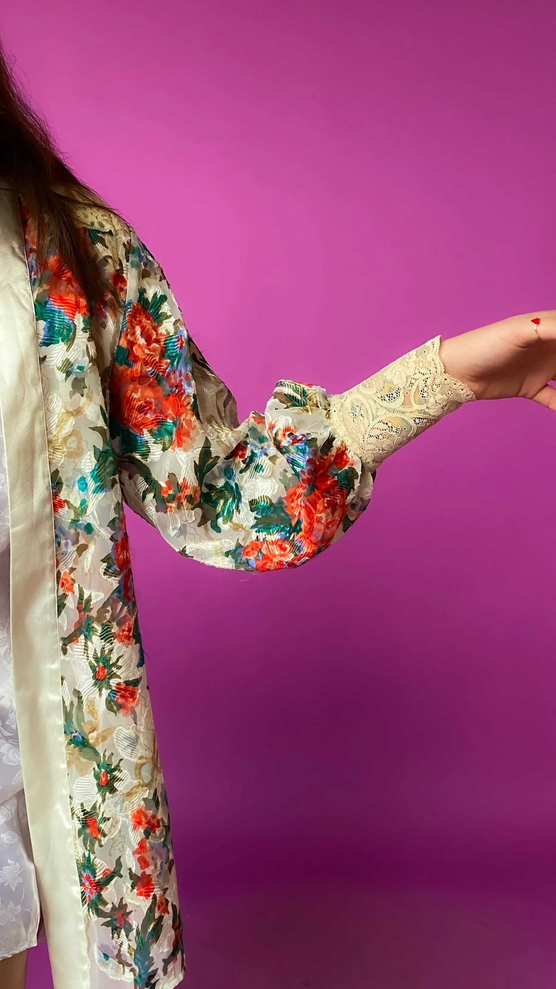 1980s Victoria's Secret Gold Label Floral Robe, sz. S-XL
