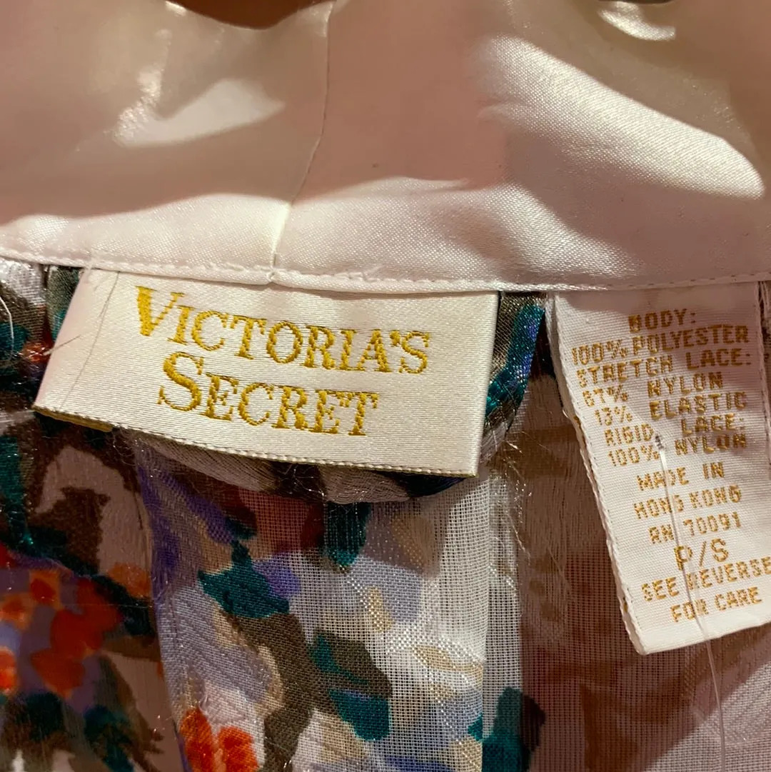 1980s Victoria's Secret Gold Label Floral Robe, sz. S-XL
