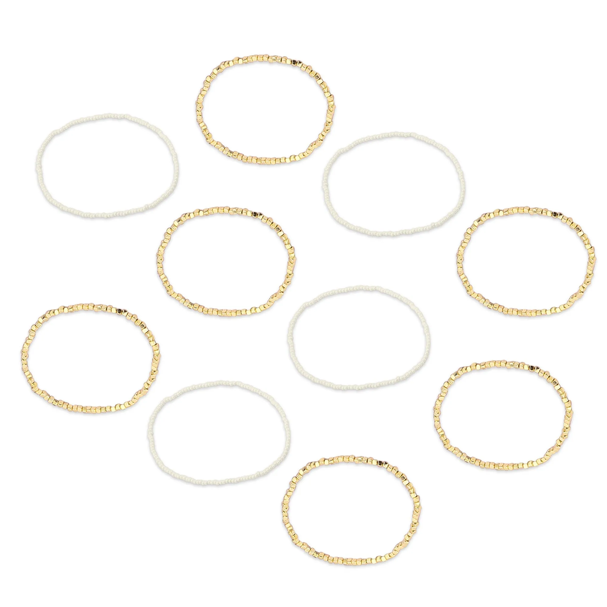 Accessorize London  Women's Gold Pearly Stretch Bracelet Pack