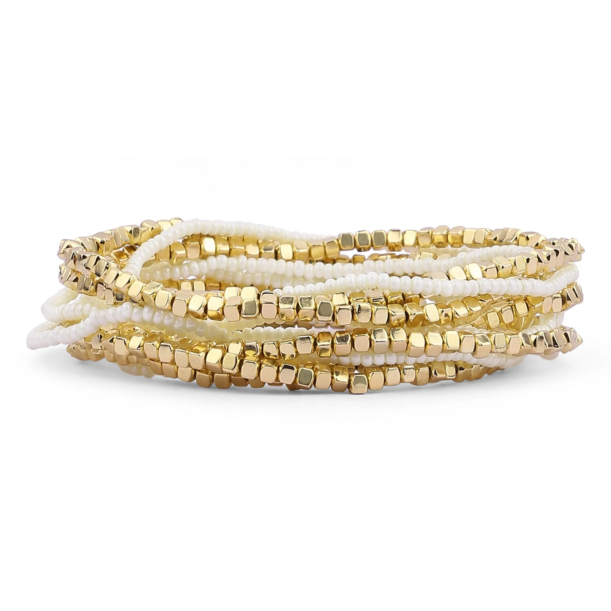 Accessorize London  Women's Gold Pearly Stretch Bracelet Pack