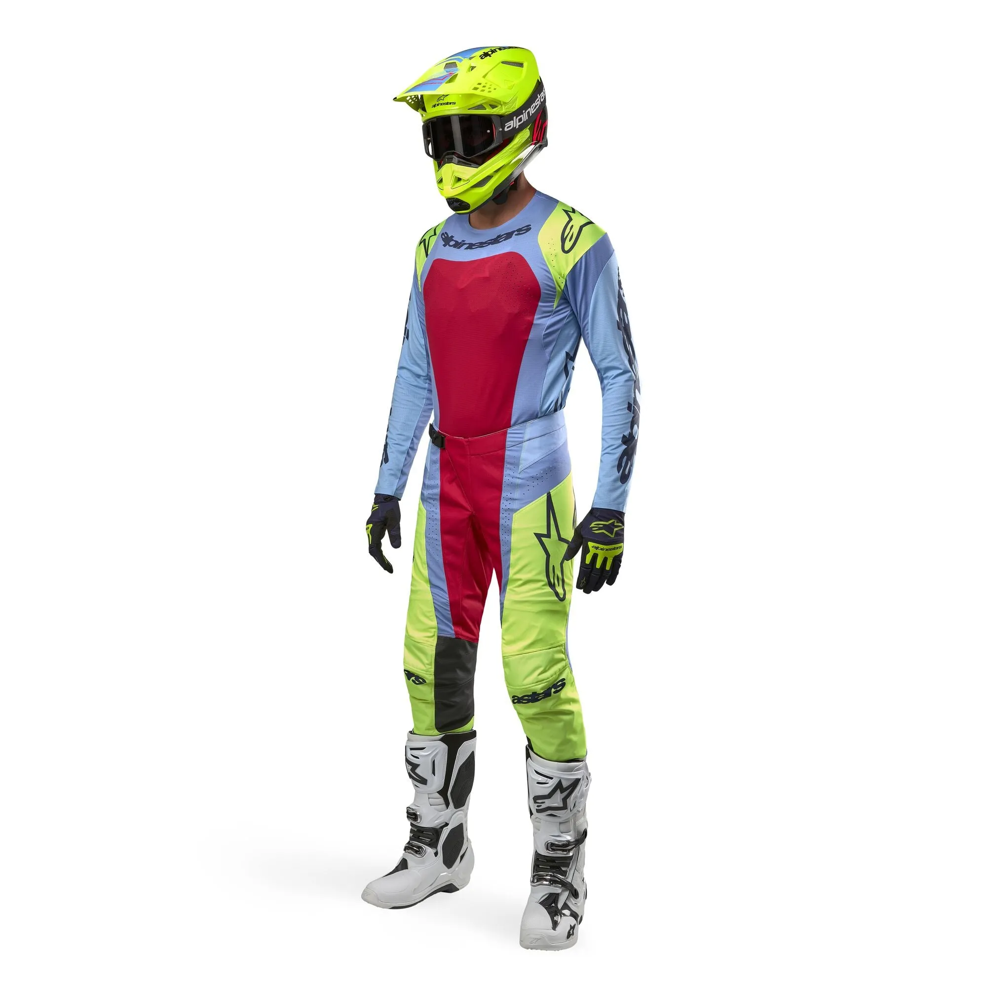 Alpinestars Techstar Ocuri Light Blue Yellow Fluo Red Berry Combo