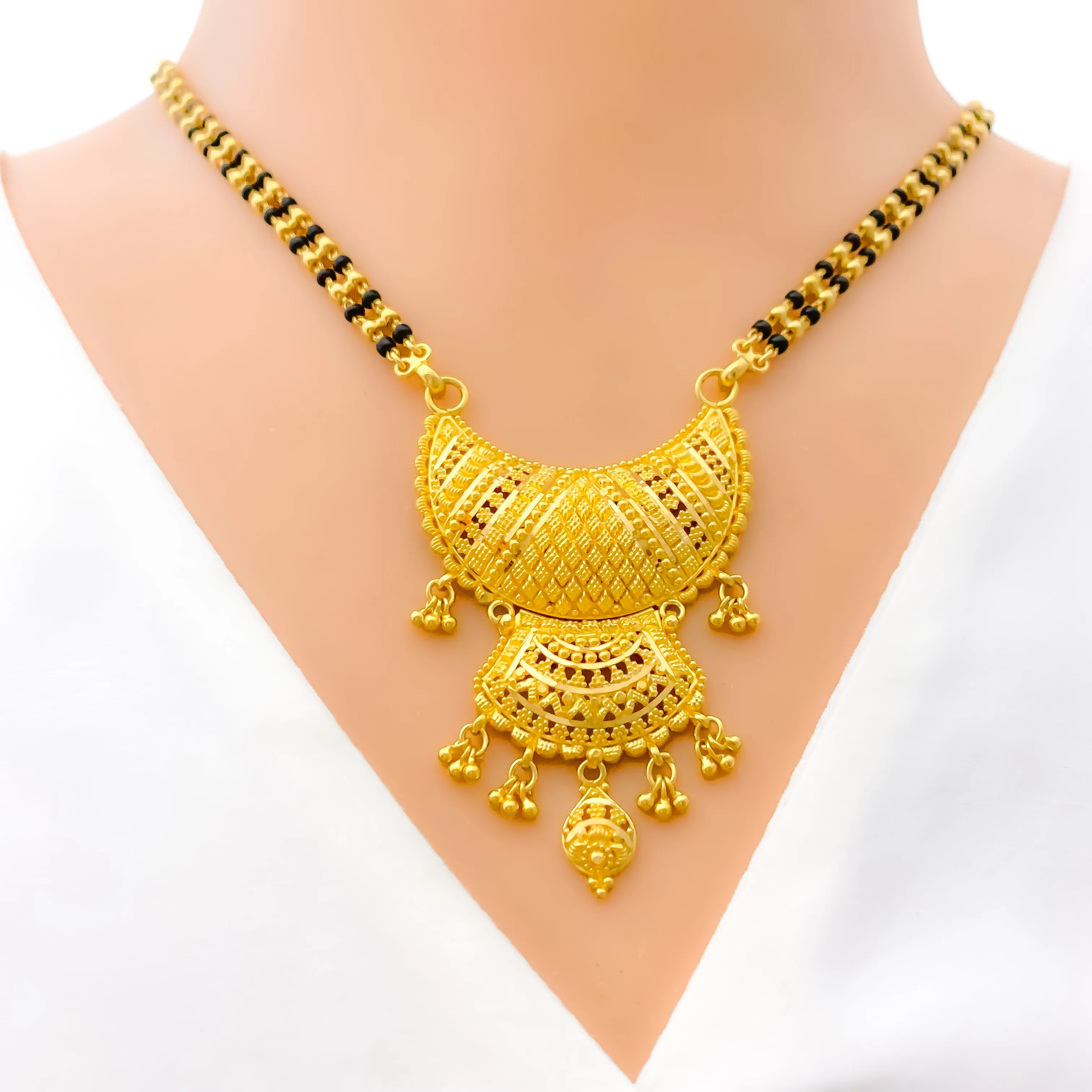 Alternating Striped Chand 22k Gold Mangal Sutra