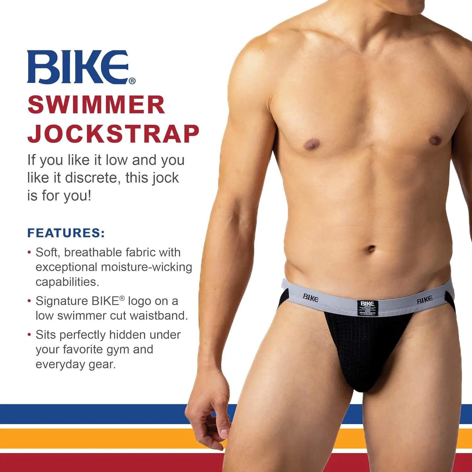 Athletic Swimmer Jockstrap | Lightweight Moisture-Wicking Pouch for Sweat Control | Slim 1-Inch Elastic Waistband