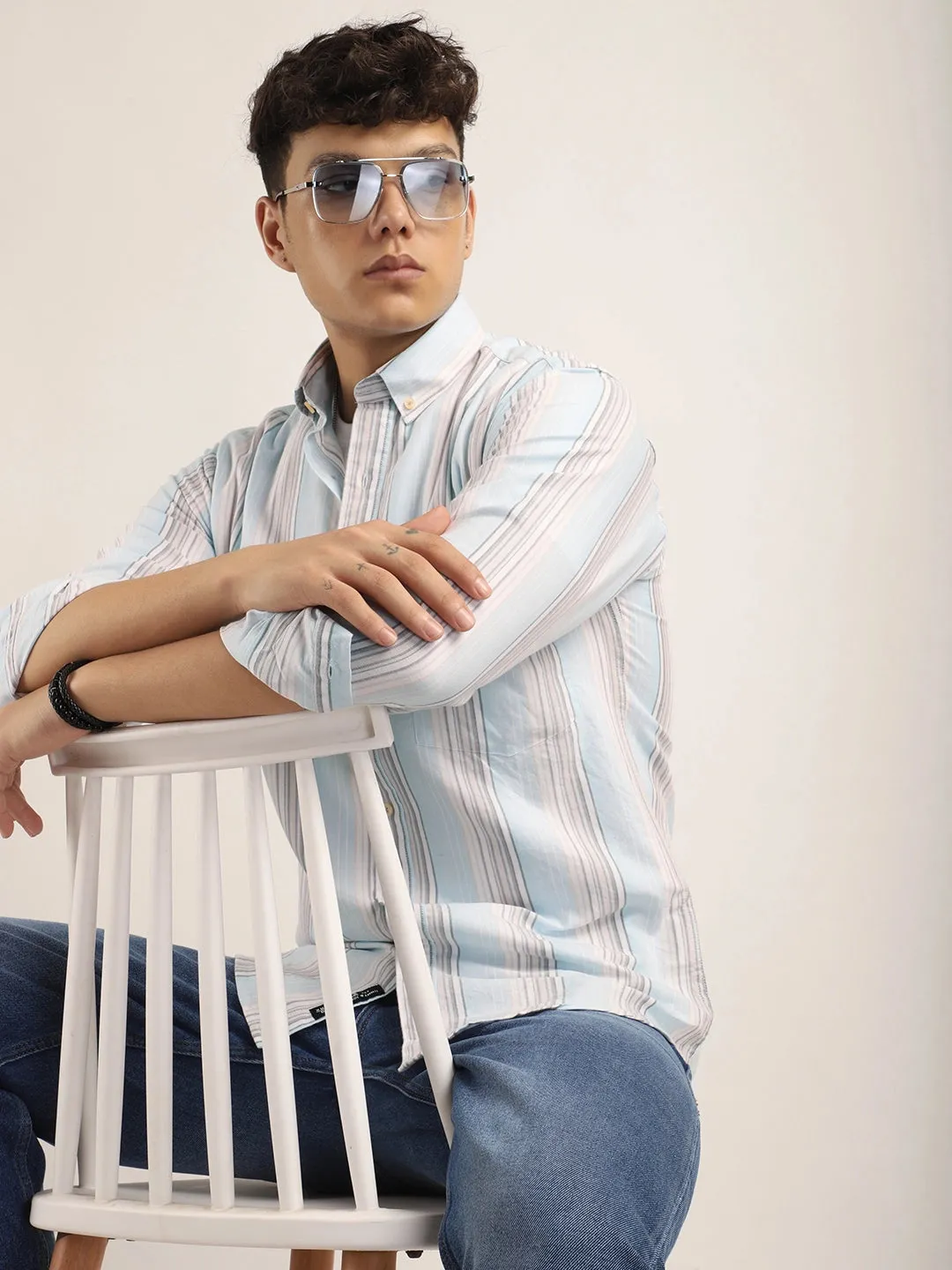 Bailey Stripe Cloular Sky Full Sleeve Shirt