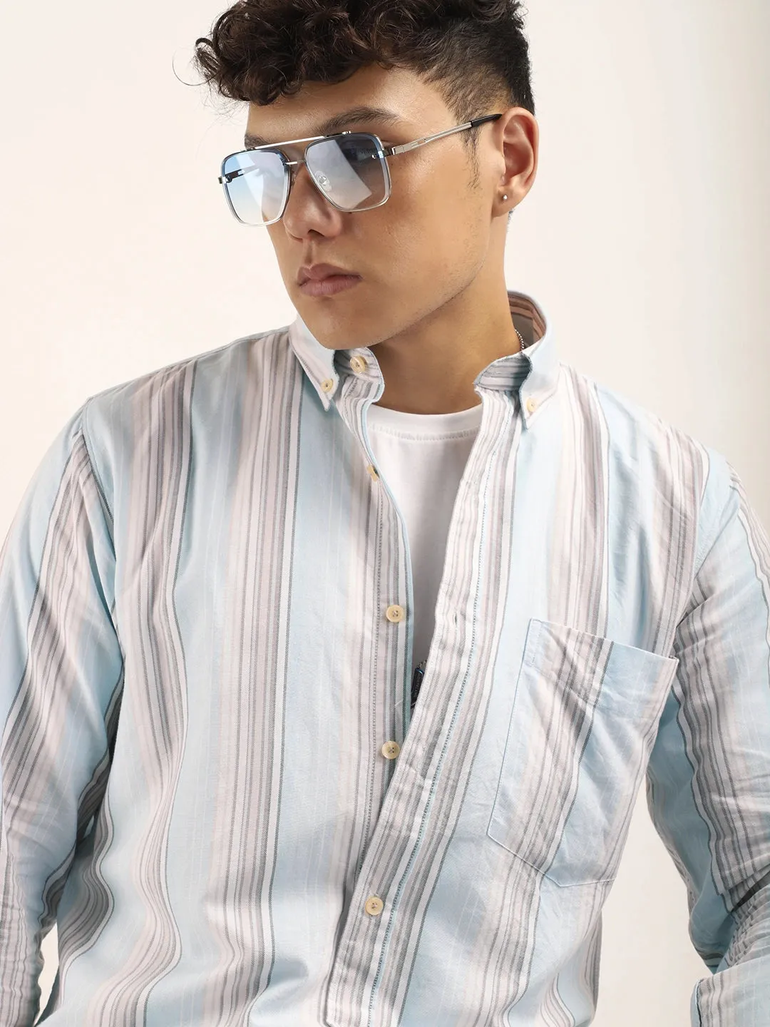 Bailey Stripe Cloular Sky Full Sleeve Shirt