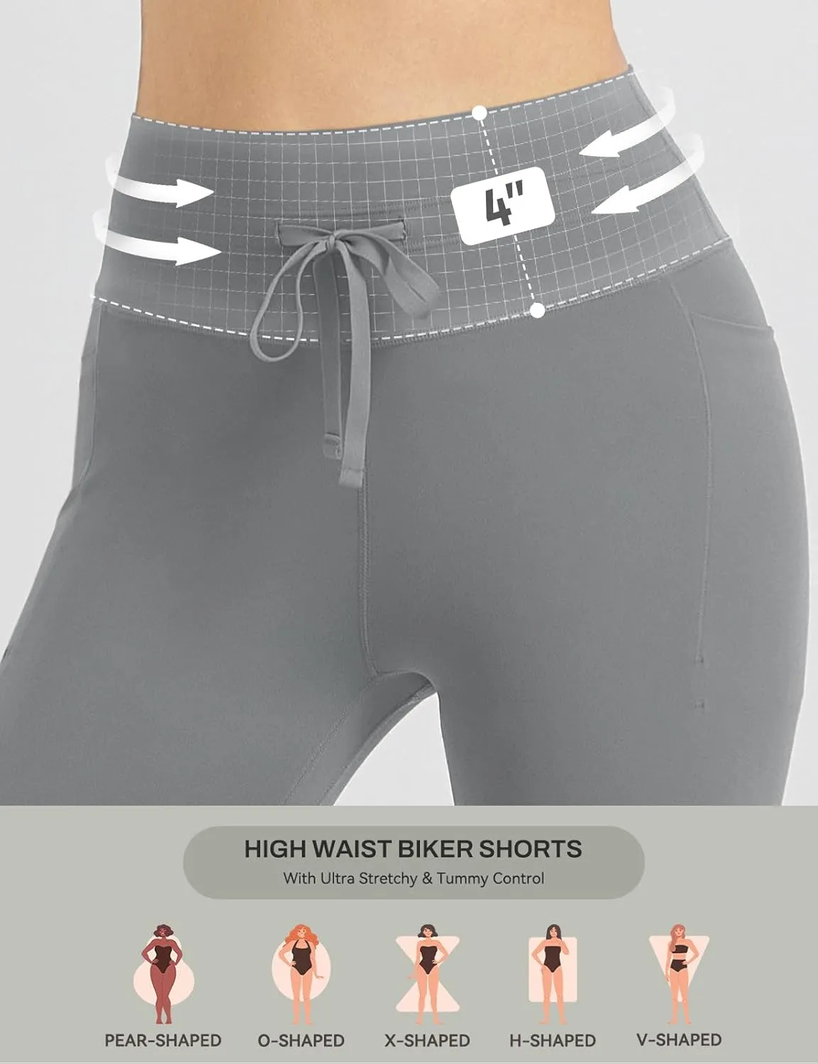 baleaf Women 8" Biker Shorts with Pockets, High Waisted Workout Short Tummy Control Yoga Gym Spandex Running Volleyball