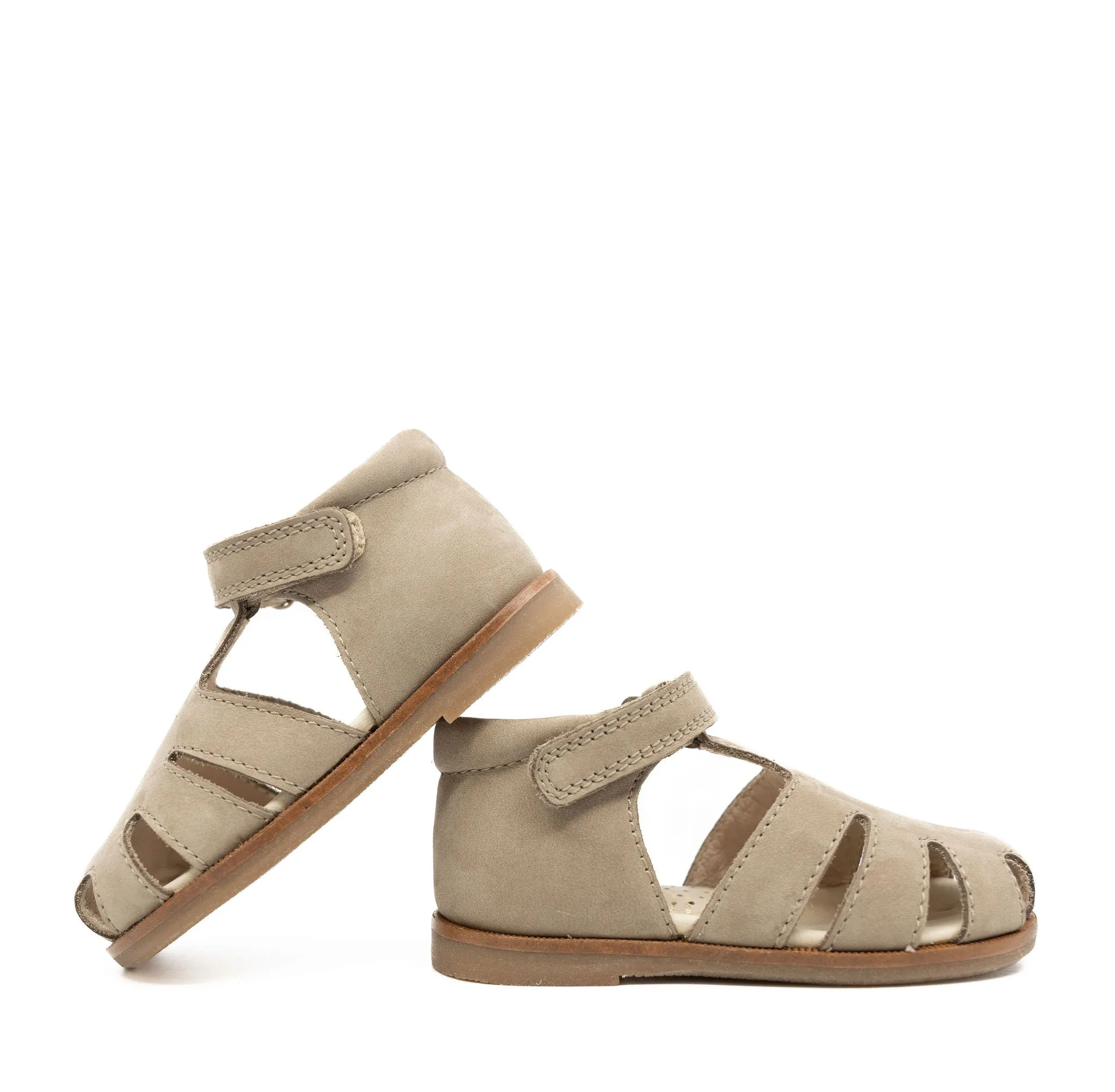 Beberlis Taupe Nubuck Closed Toe Baby Sandal