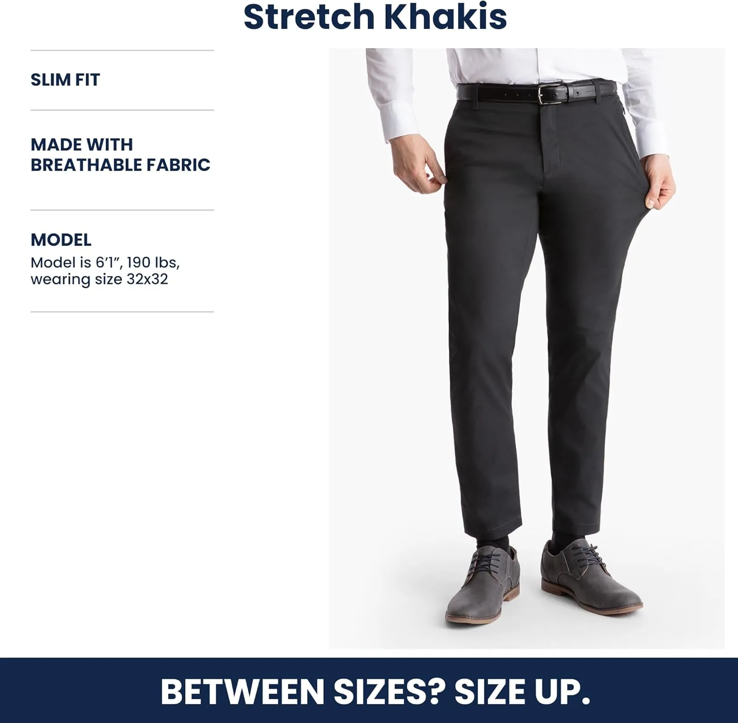 birddogs Mens Stretch Khakis  Casual, Slim Fit Pants