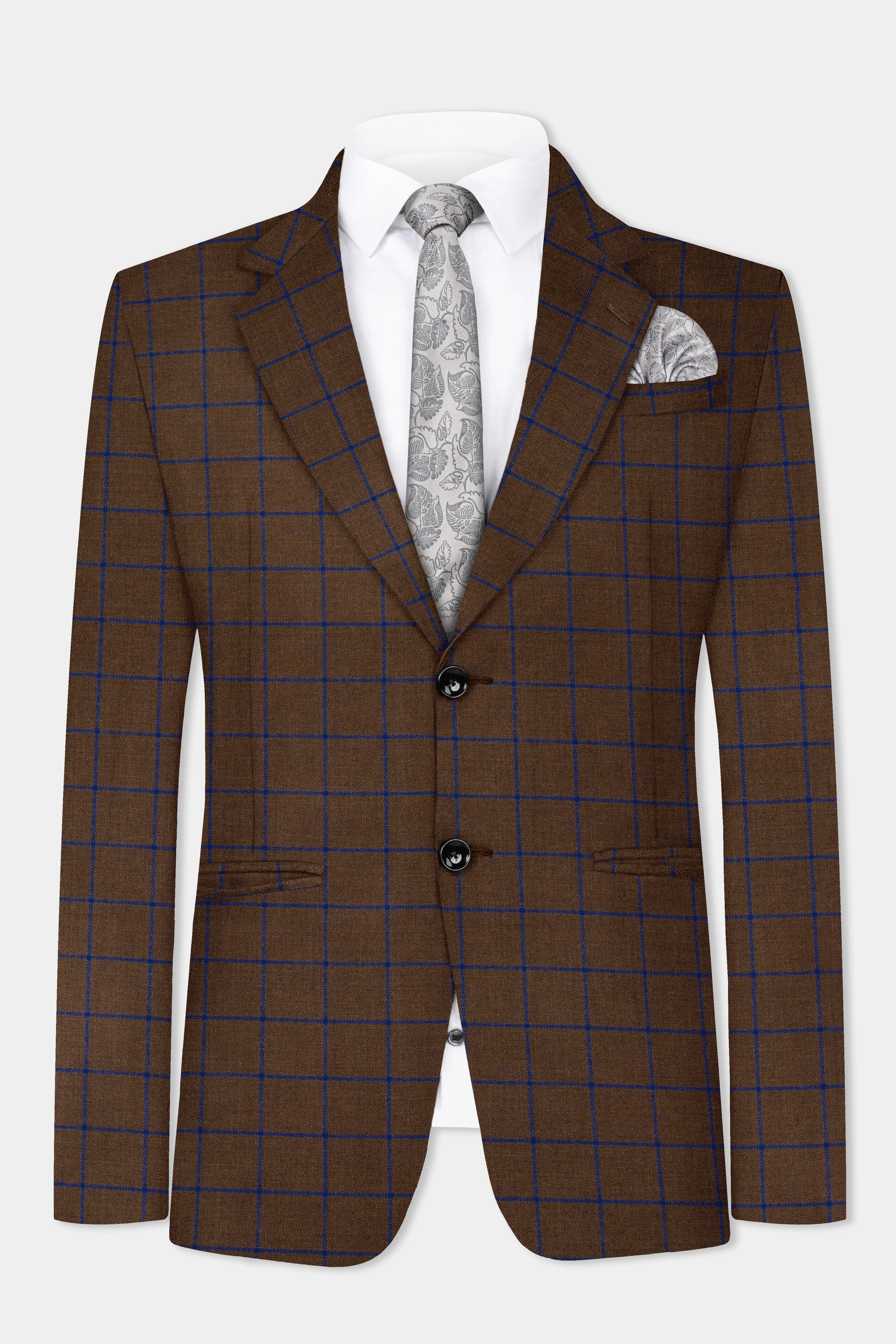 Bistre Brown with Catalina Blue Windowpane Tweed Suit
