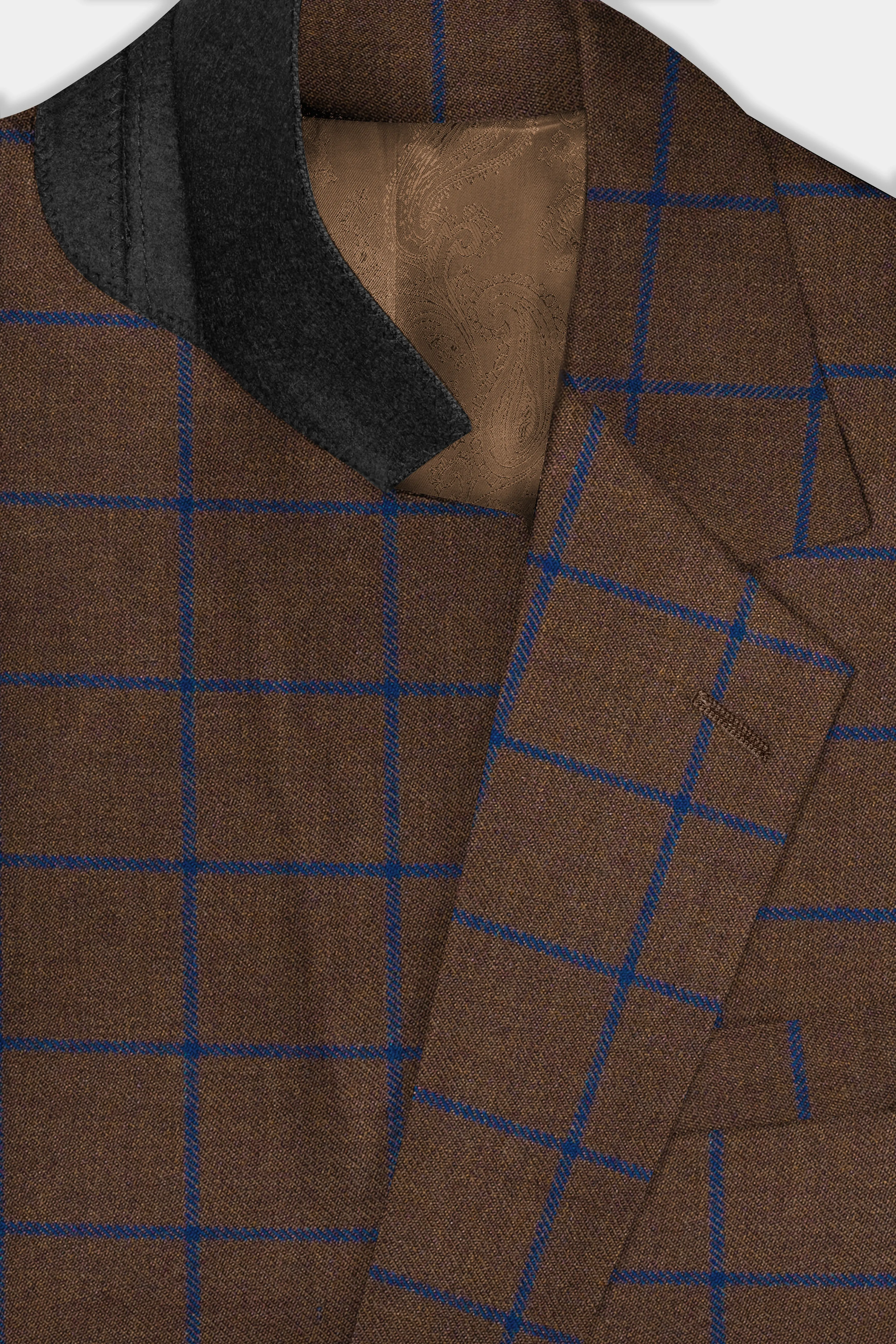 Bistre Brown with Catalina Blue Windowpane Tweed Suit