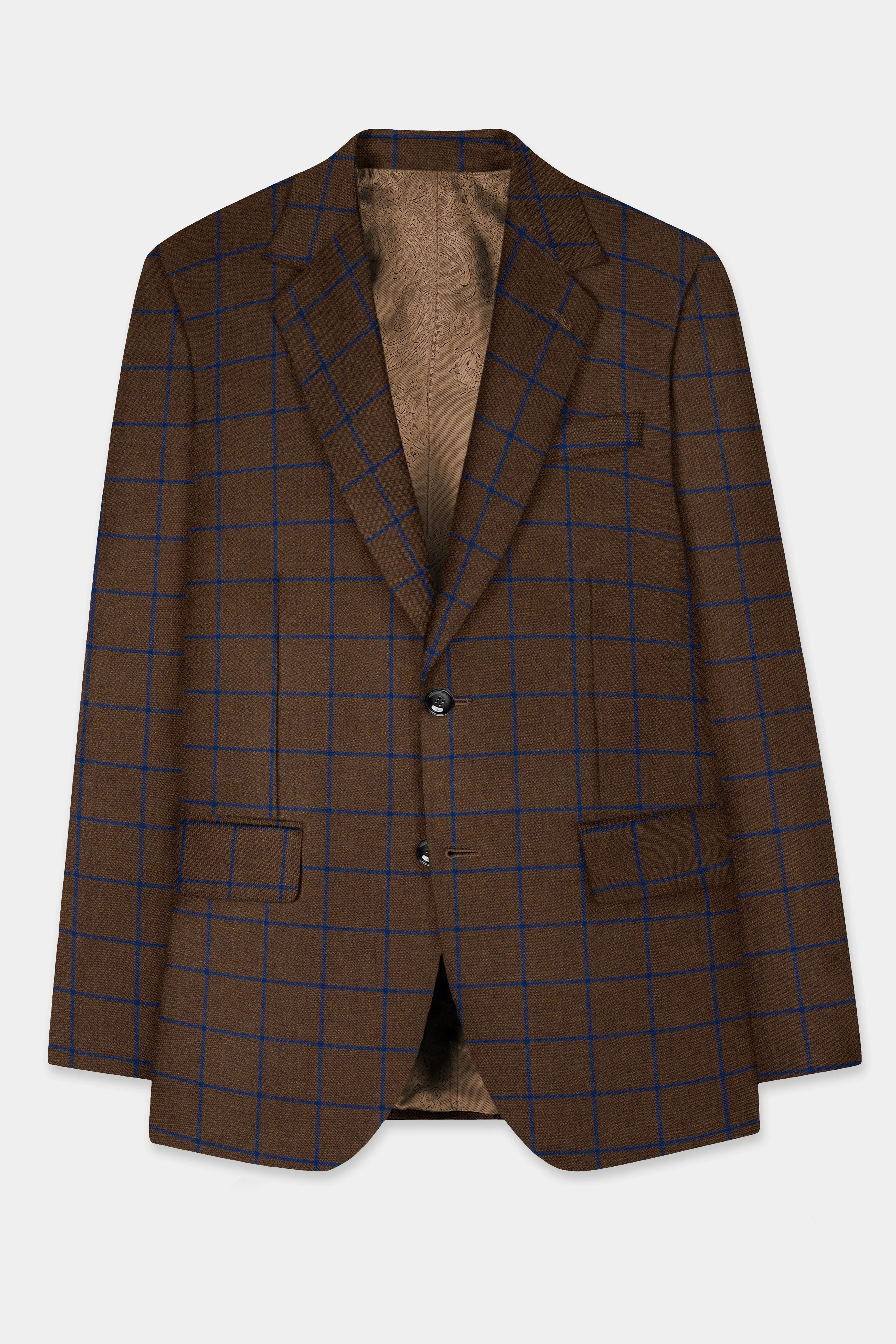 Bistre Brown with Catalina Blue Windowpane Tweed Suit