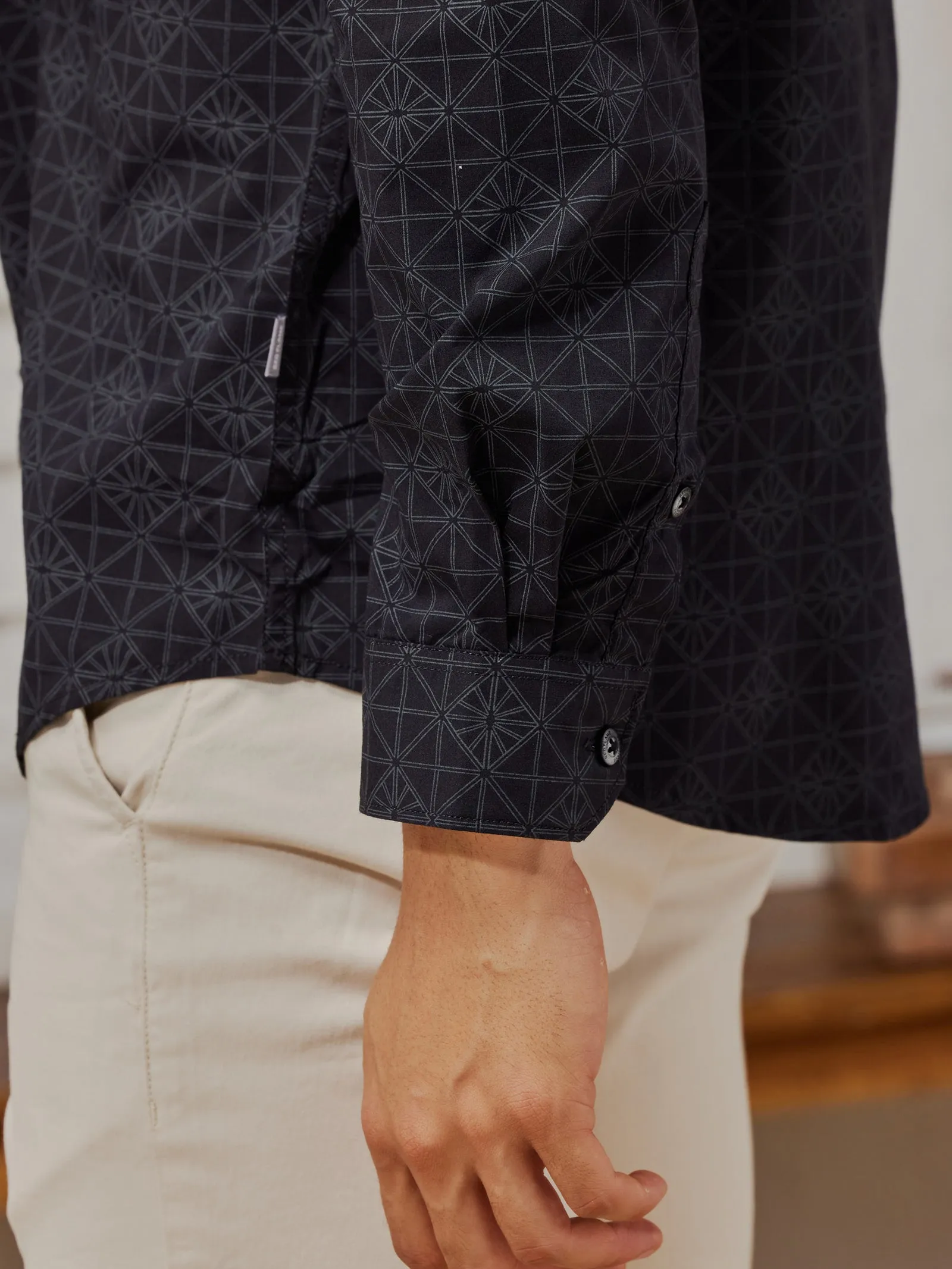Black Stretch Printed Shirt
