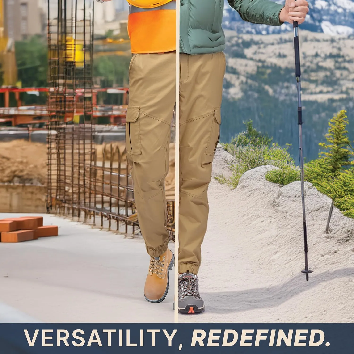 BLUE CHILL Mens Cargo Joggers  Slim Fit, Stretch Comfort, Water-Resistant, 7 Pockets, Lightweight for Hiking & Travel