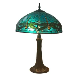Blue Dragonfly Large Tiffany Table Lamp - 40cm Shade