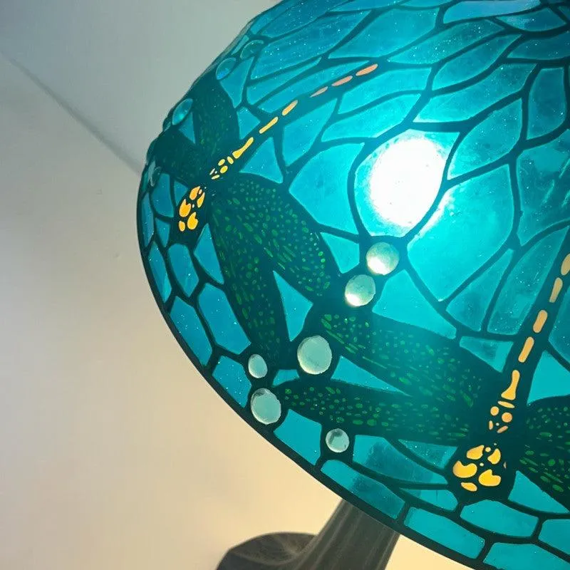 Blue Dragonfly Large Tiffany Table Lamp - 40cm Shade