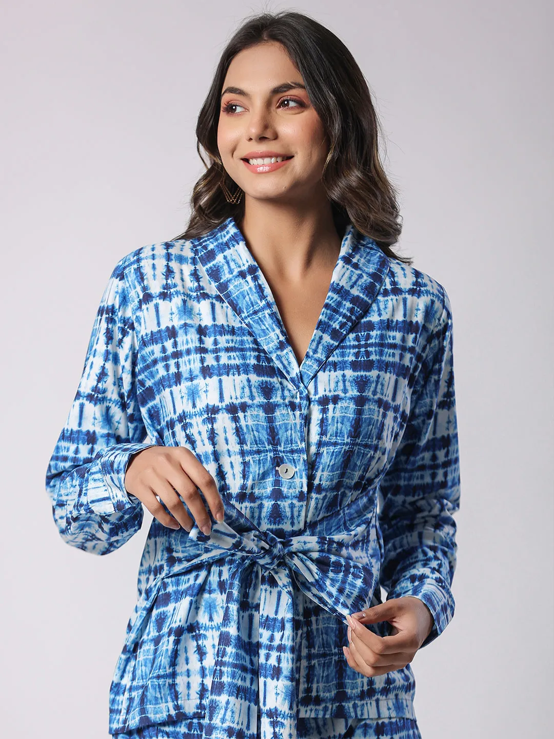Blue Shibori Print Modal Co-ord Set