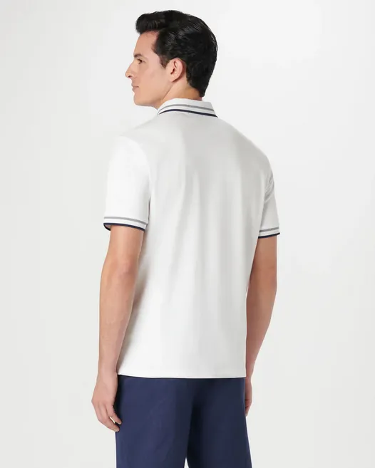 Bugatchi Tipped Solid Polo | White