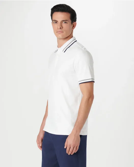 Bugatchi Tipped Solid Polo | White
