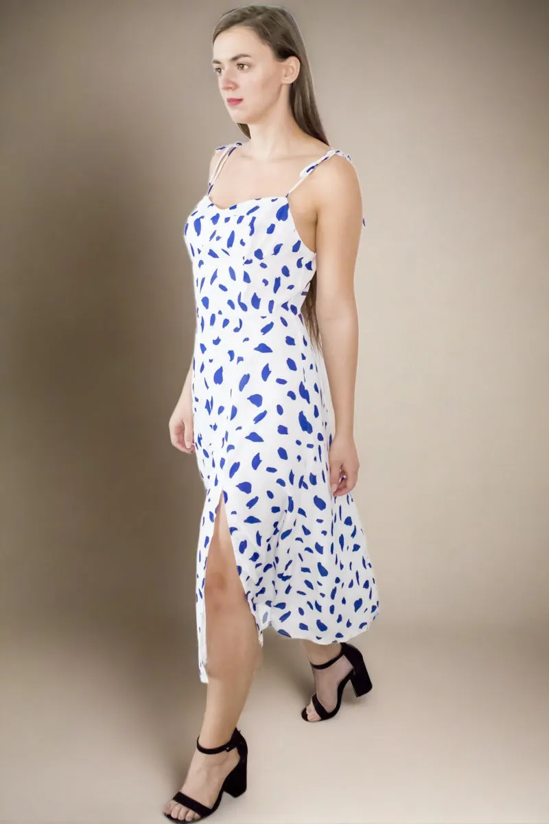 Callie White Chiffon Midi Dress with Tie Straps
