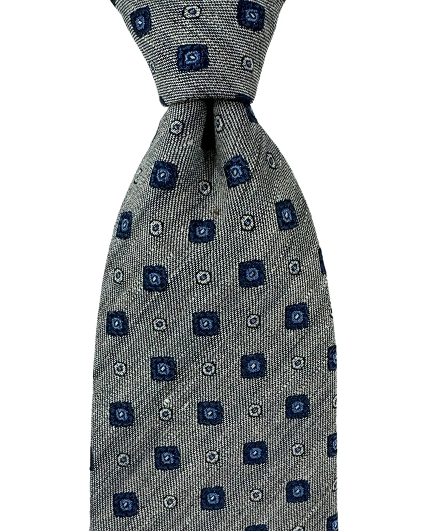 Canali Silk Tie Gray Blue Mini Geometric