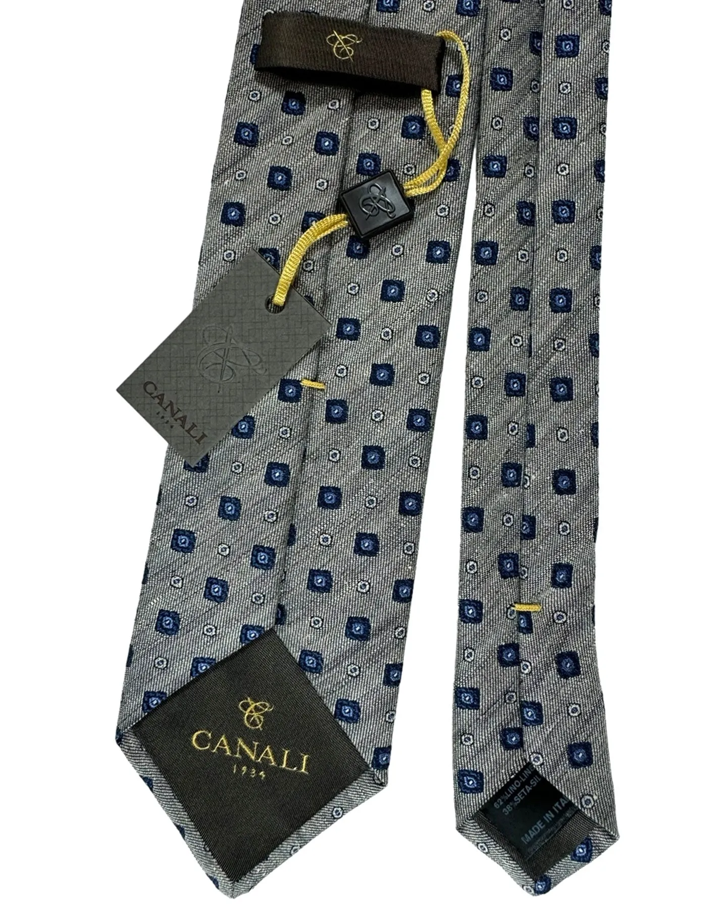 Canali Silk Tie Gray Blue Mini Geometric