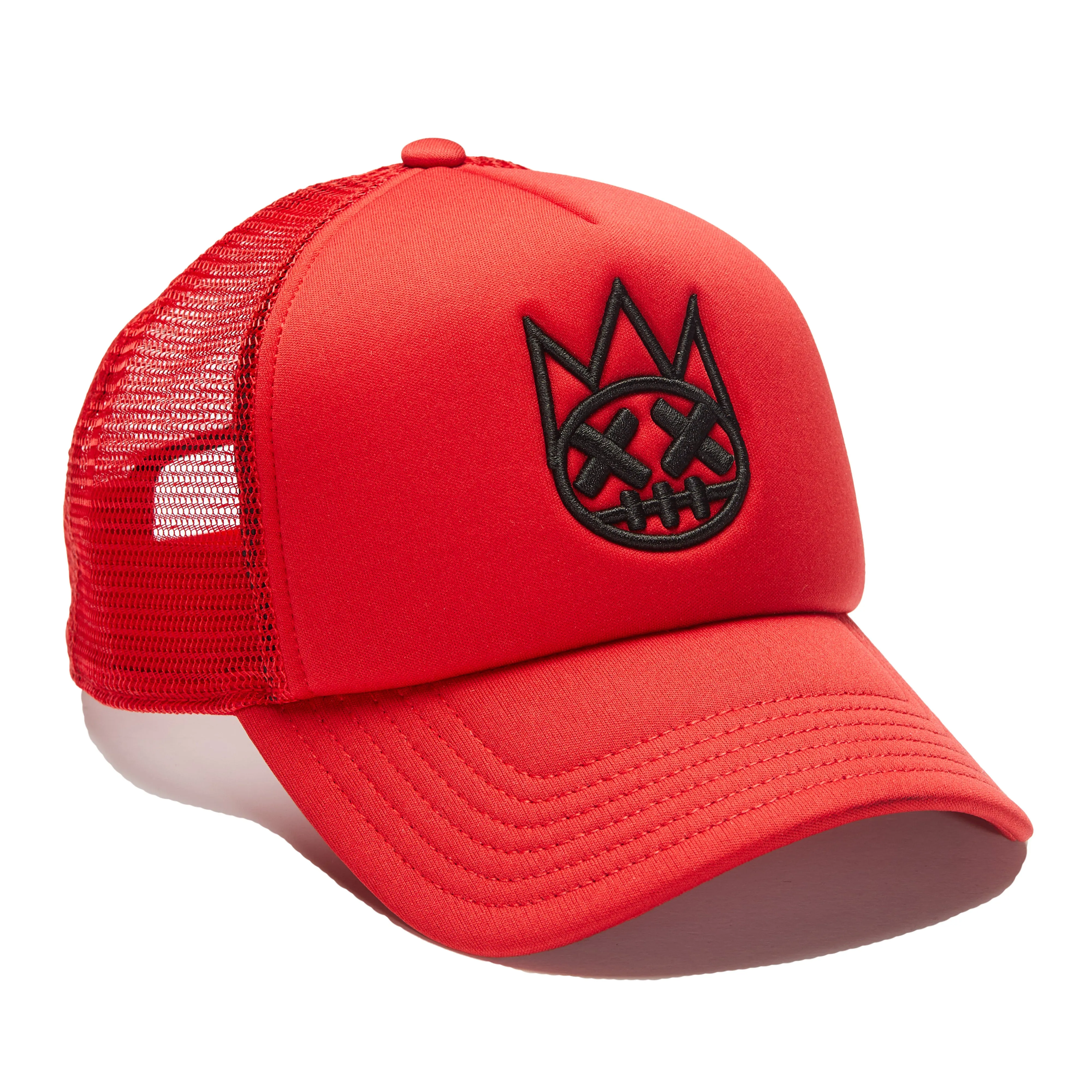 CLEAN SHIMUCHAN LOGO MESH BACK TRUCKER HAT IN HIGH RISK RED