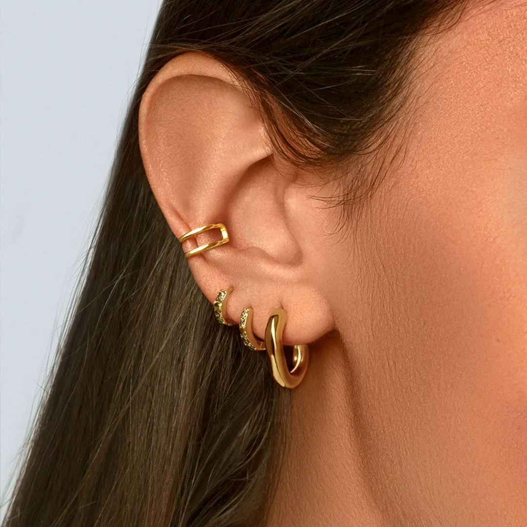 Cleo S Peridot Gold Hoop Single Earring