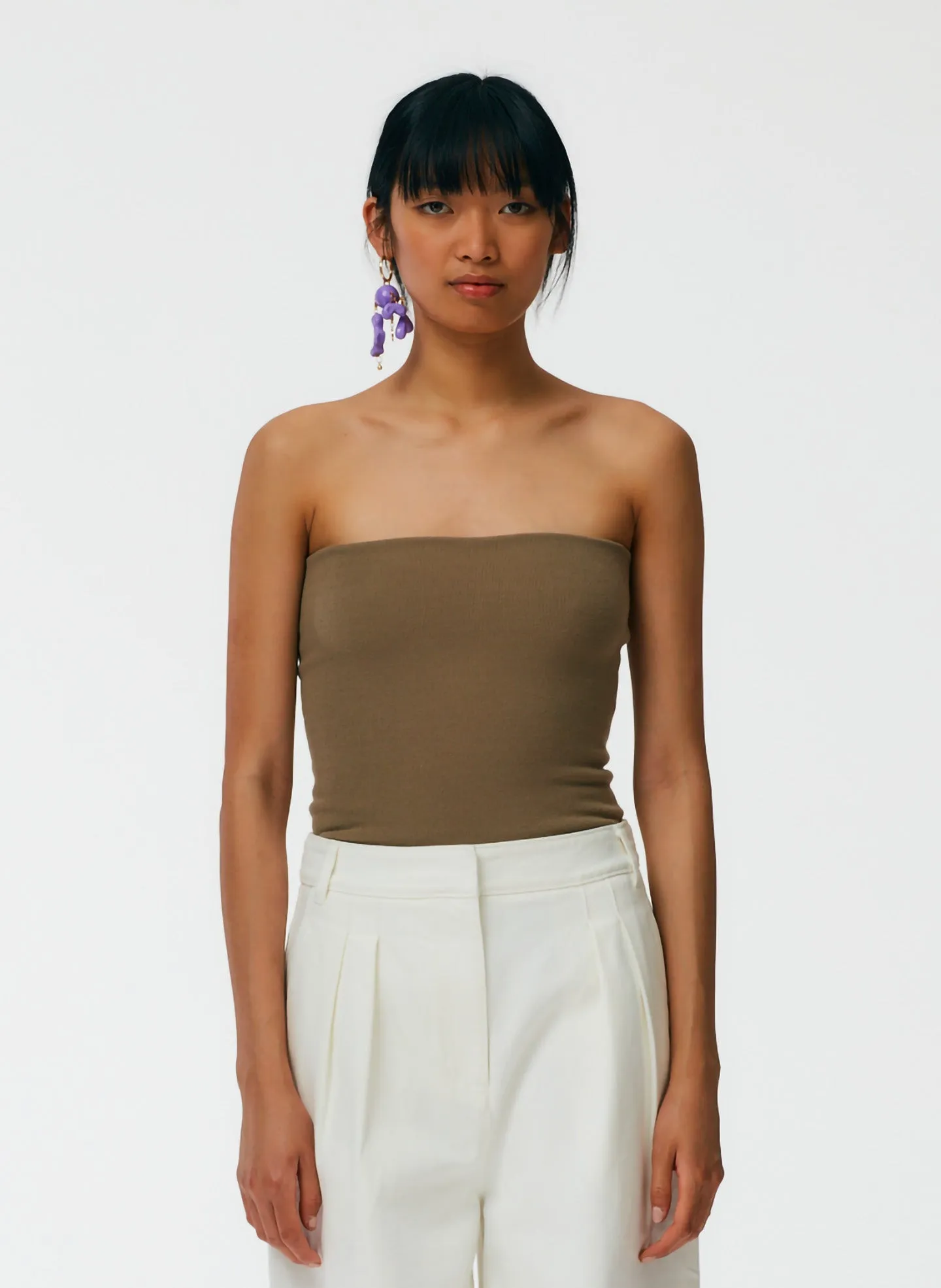 Compact Stretch Cashmere Tube Top