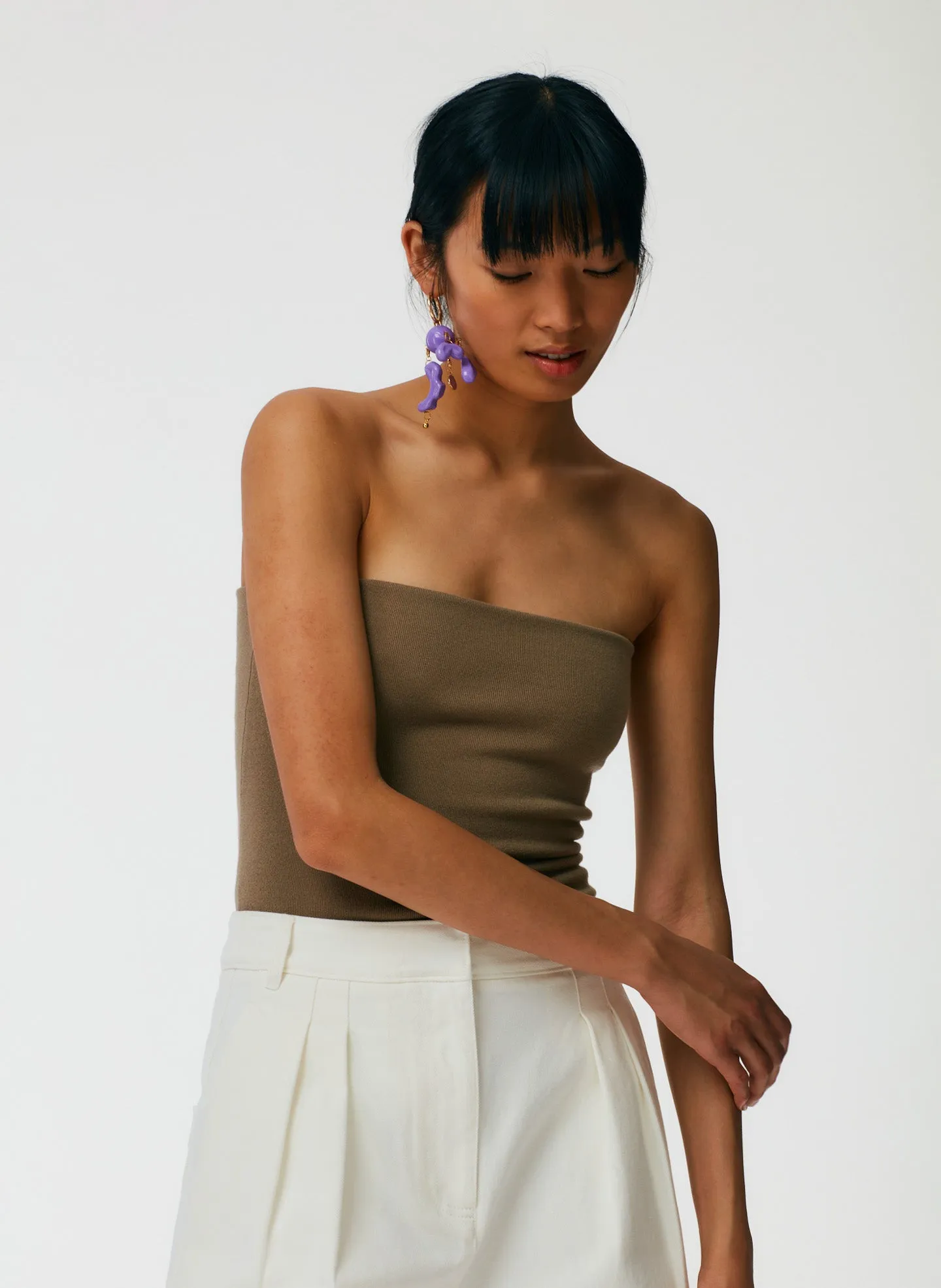 Compact Stretch Cashmere Tube Top