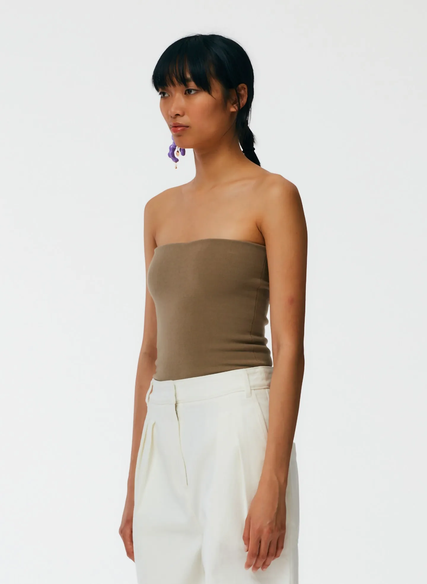Compact Stretch Cashmere Tube Top