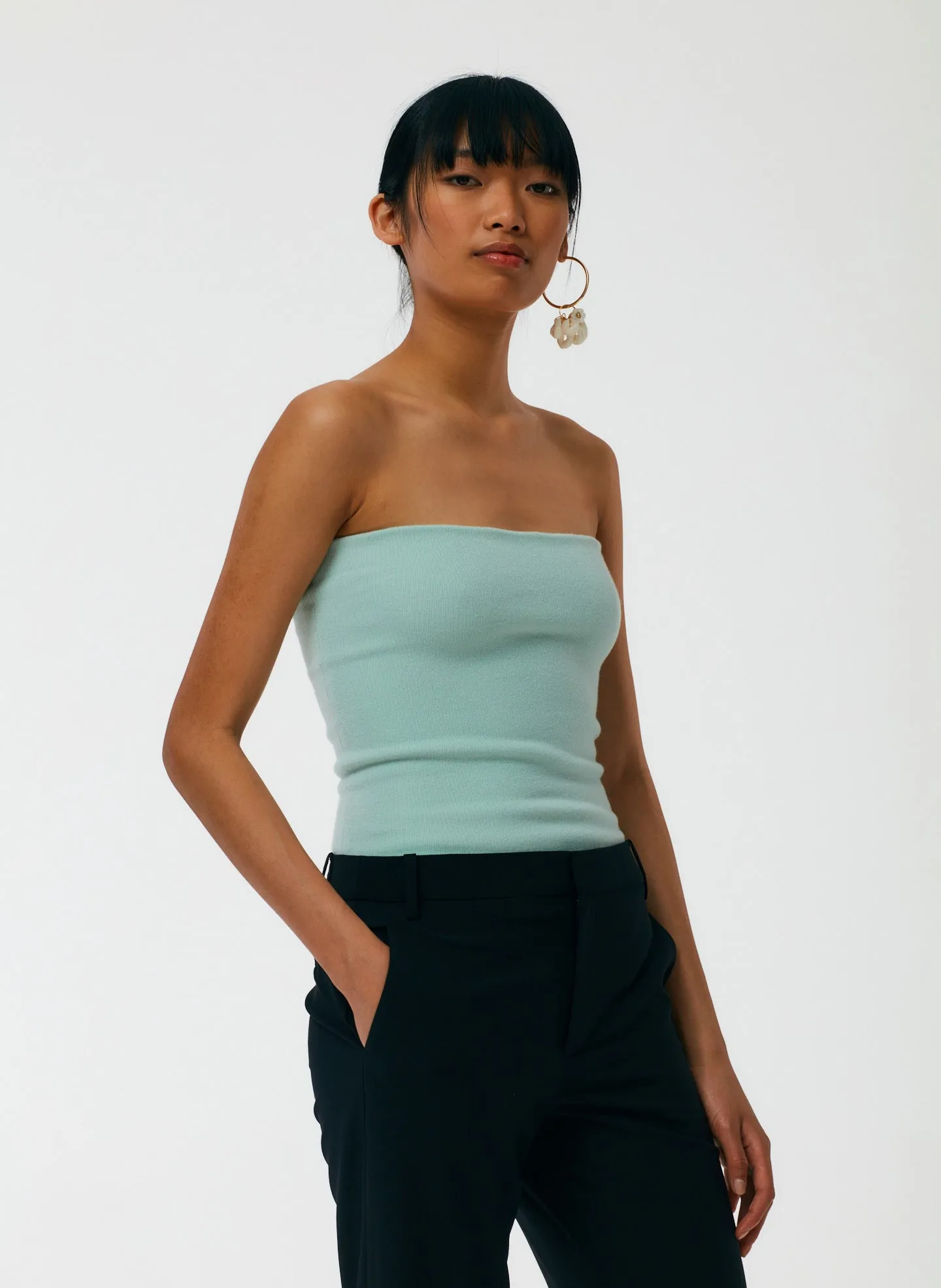 Compact Stretch Cashmere Tube Top
