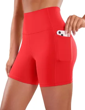 CRZ YOGA Women's Naked Feeling Biker Shorts with Pockets 5'' - High Waisted Yoga Gym Workout Spandex