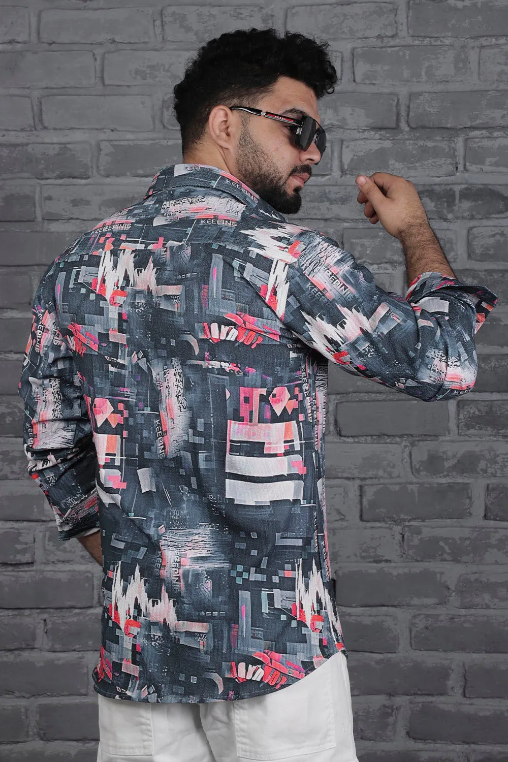 Dark Grey Digital Print Shirt