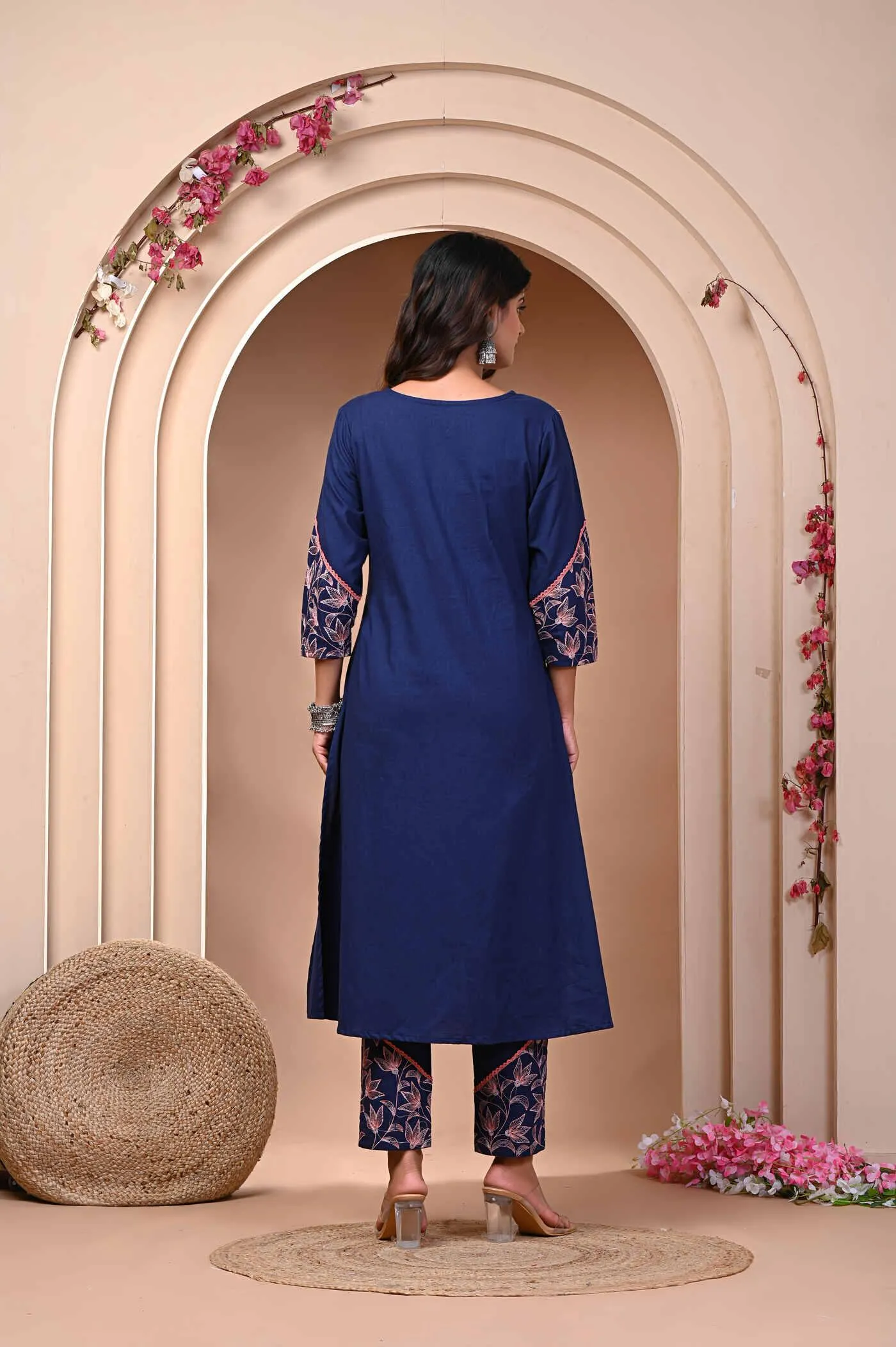 Elegant Navy Blue Embroidered Kurti