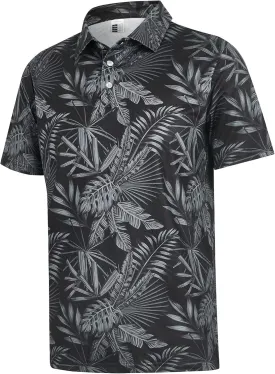 ELETOP Men's Golf Polo Shirts Short Sleeve Moisture Wicking Hawaiian Tropical Polos Performance Golf Shirts for Men Dry Fit