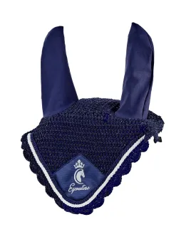 Eqcouture 'Symmetry' Fly Veil / Hood / Ears - MIDNIGHT (NAVY)