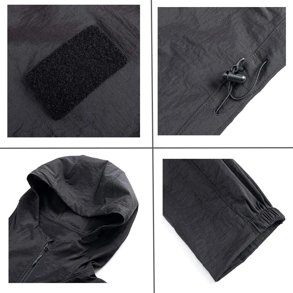 EXCELLENT ELITE SPANKER Men's Lightweight Zip Waterproof Windbreaker Jacket Active Hooded Packable Jacket Trench Coats