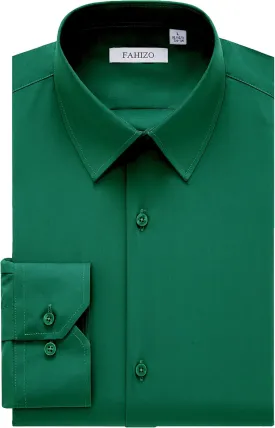 FAHIZO Men's Dress Shirt Regular Fit Soild Business Formal Long Sleeve Button Up Stretch Shirts