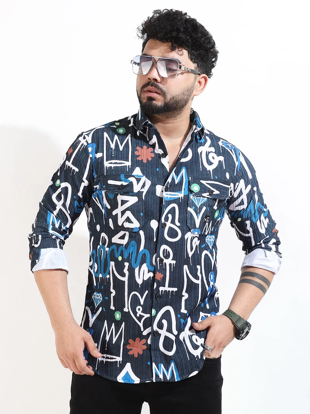 Feather Shape Teal Shirt