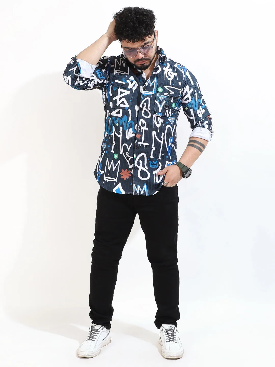 Feather Shape Teal Shirt