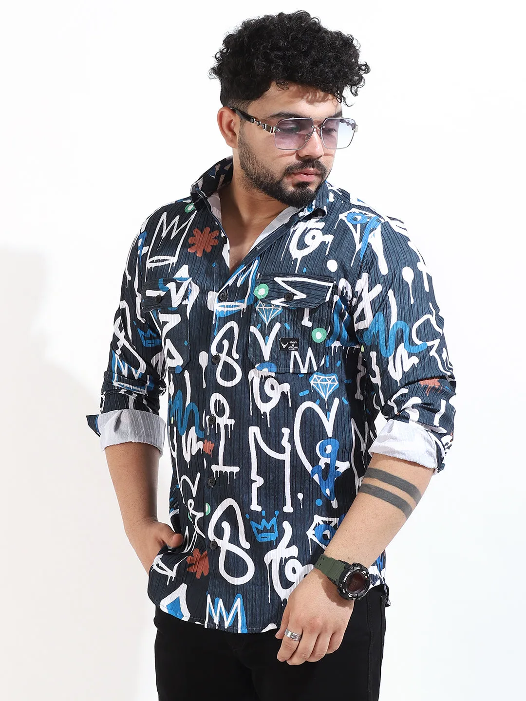 Feather Shape Teal Shirt