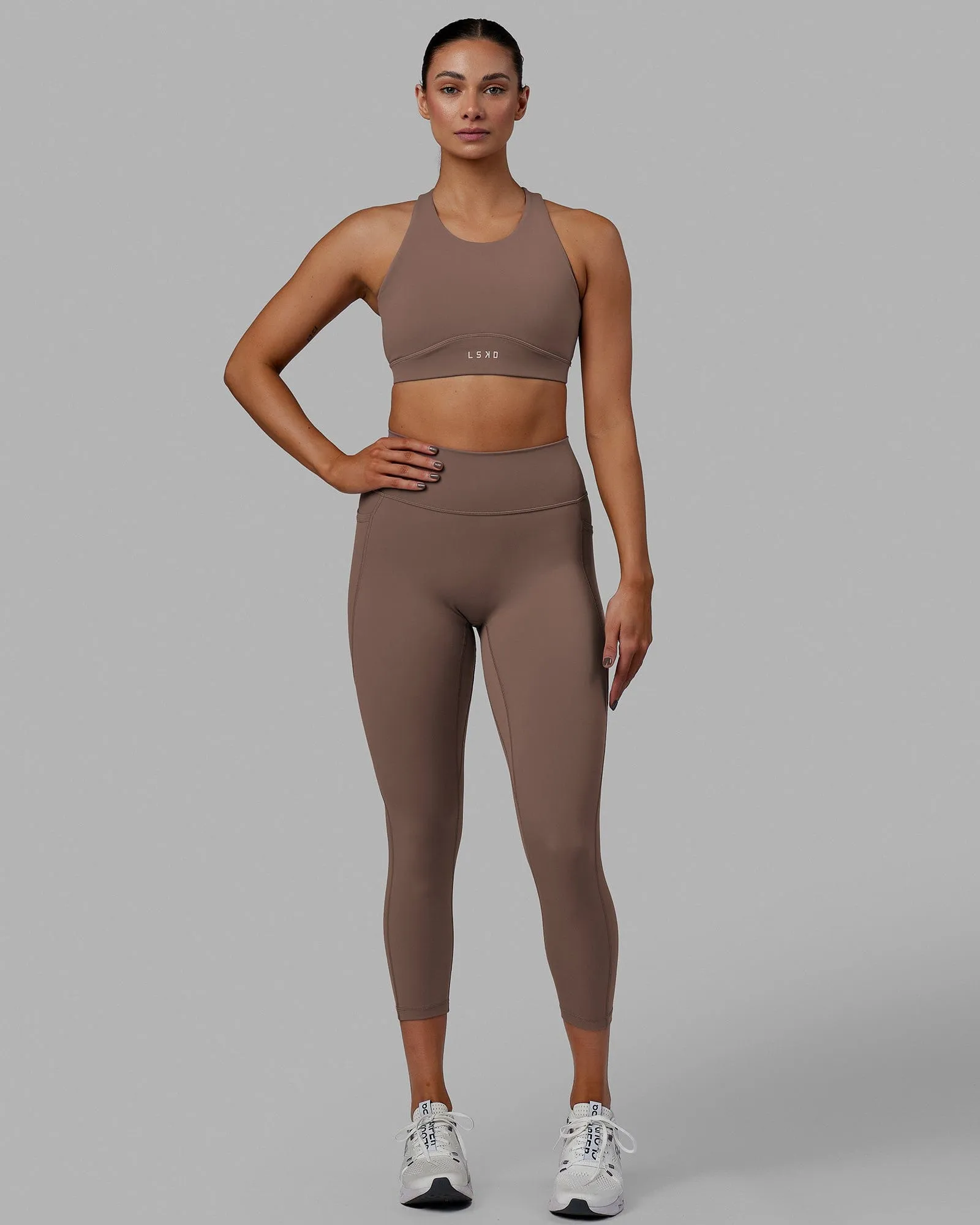 Fusion 7/8 Length Leggings - Deep Taupe