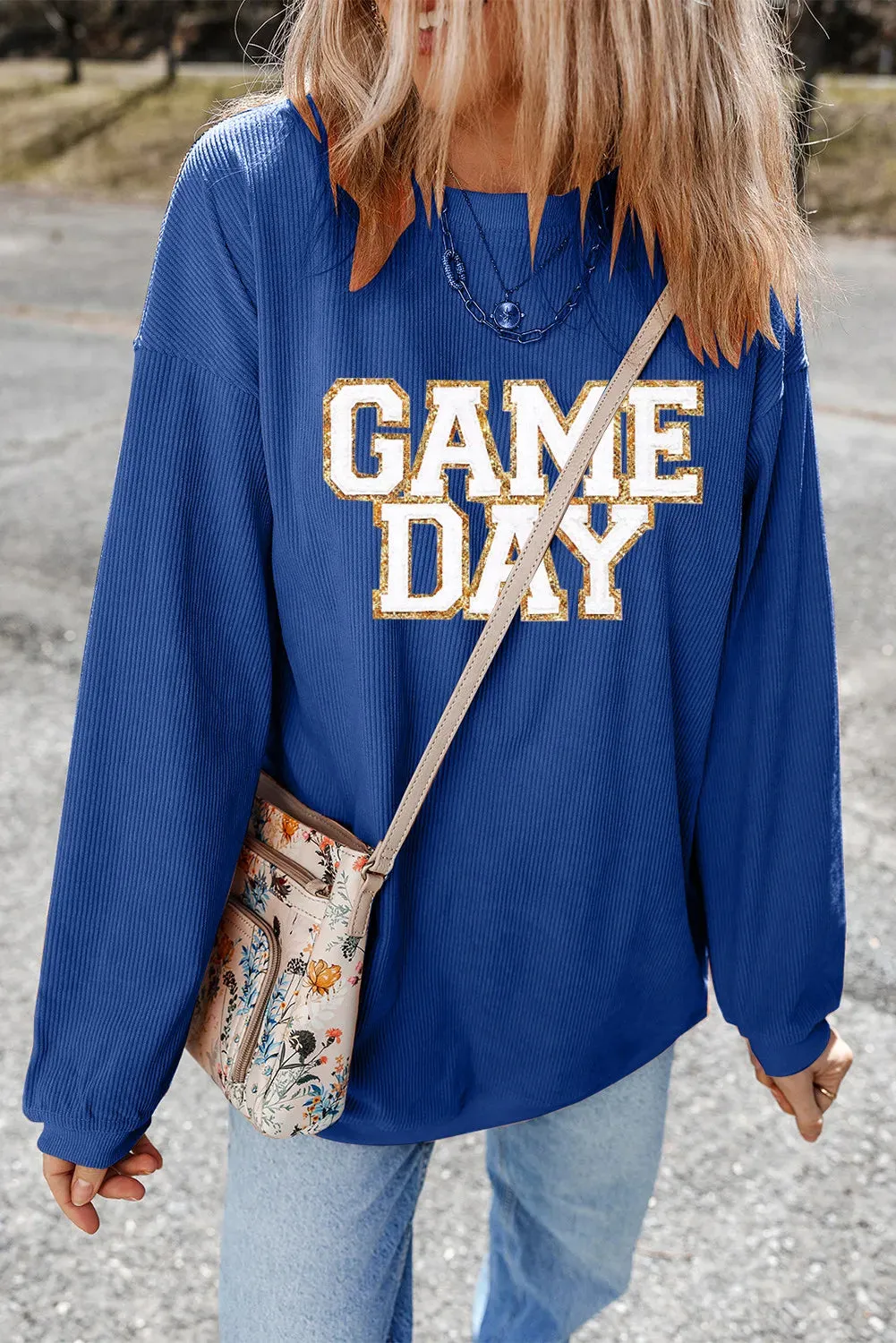 GAME DAY ROUND NECK LONG SLEEVE SWEATSHIRT