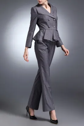 Catherine Pant Suit in Gray Stripe - Stylish Womens Business Attire