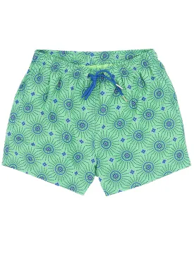 Green Printed Boardshorts