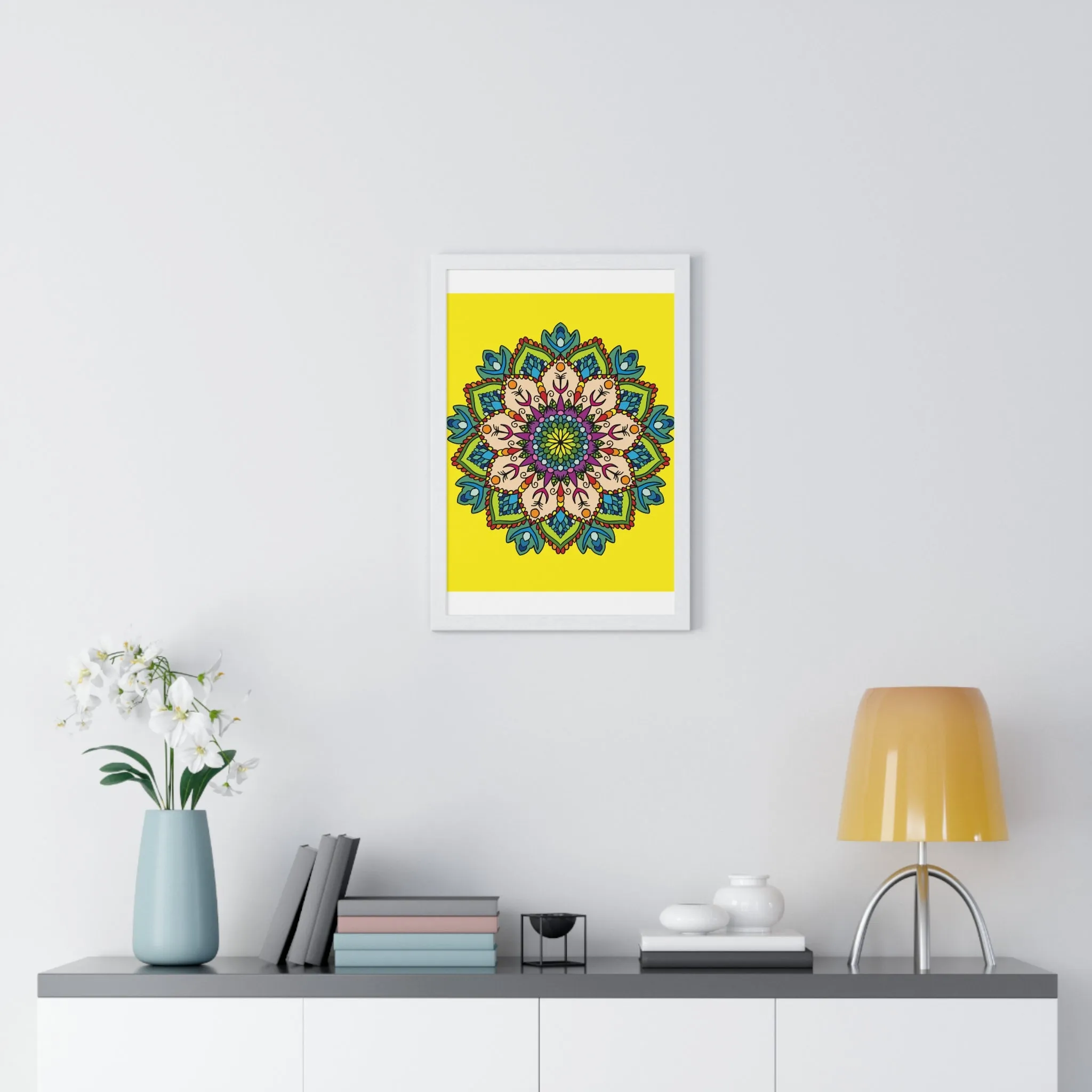 Handmade Mandala Art Vertical Framed Poster - Mindfulness & Yoga