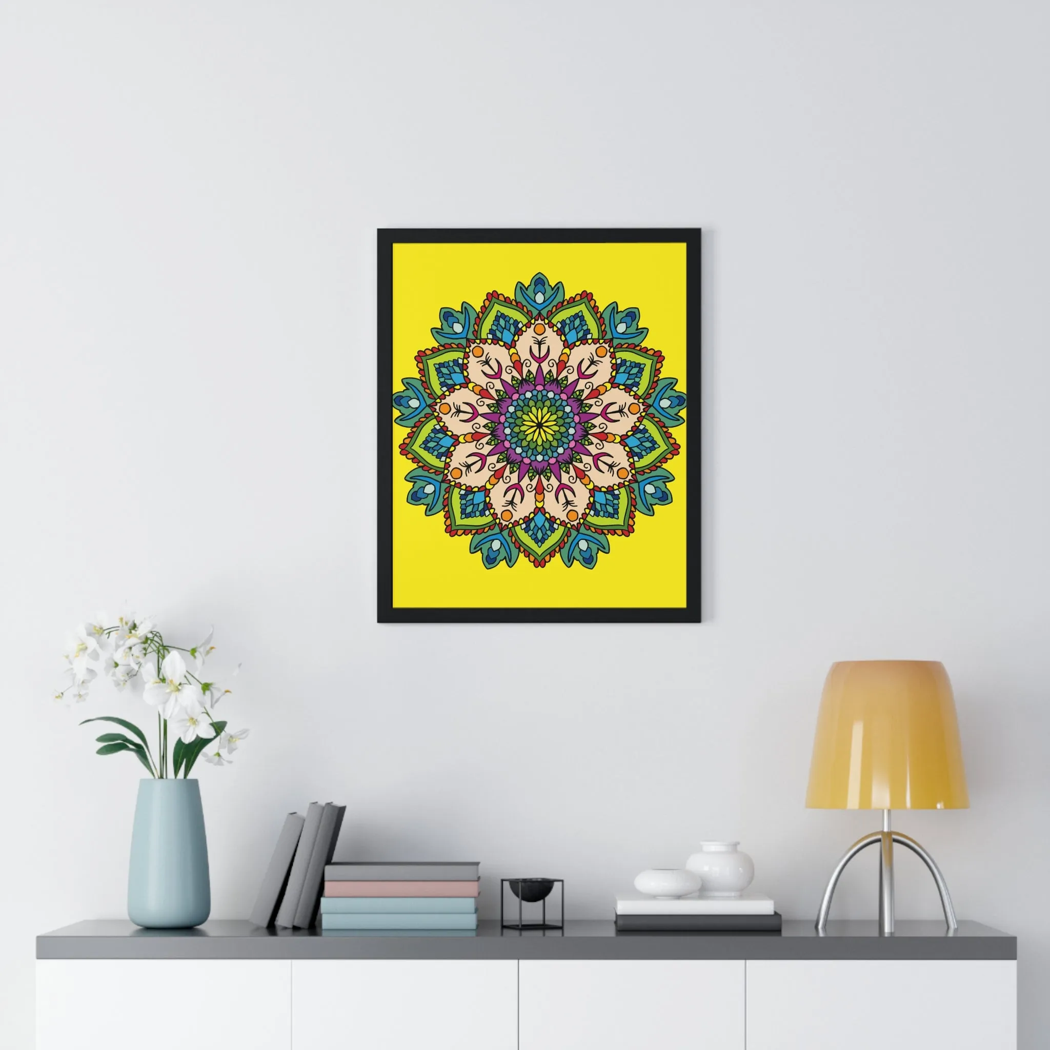 Handmade Mandala Art Vertical Framed Poster - Mindfulness & Yoga